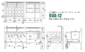 ゆで麺器湯ユニット型（スープウォーマー付）　RUA-12